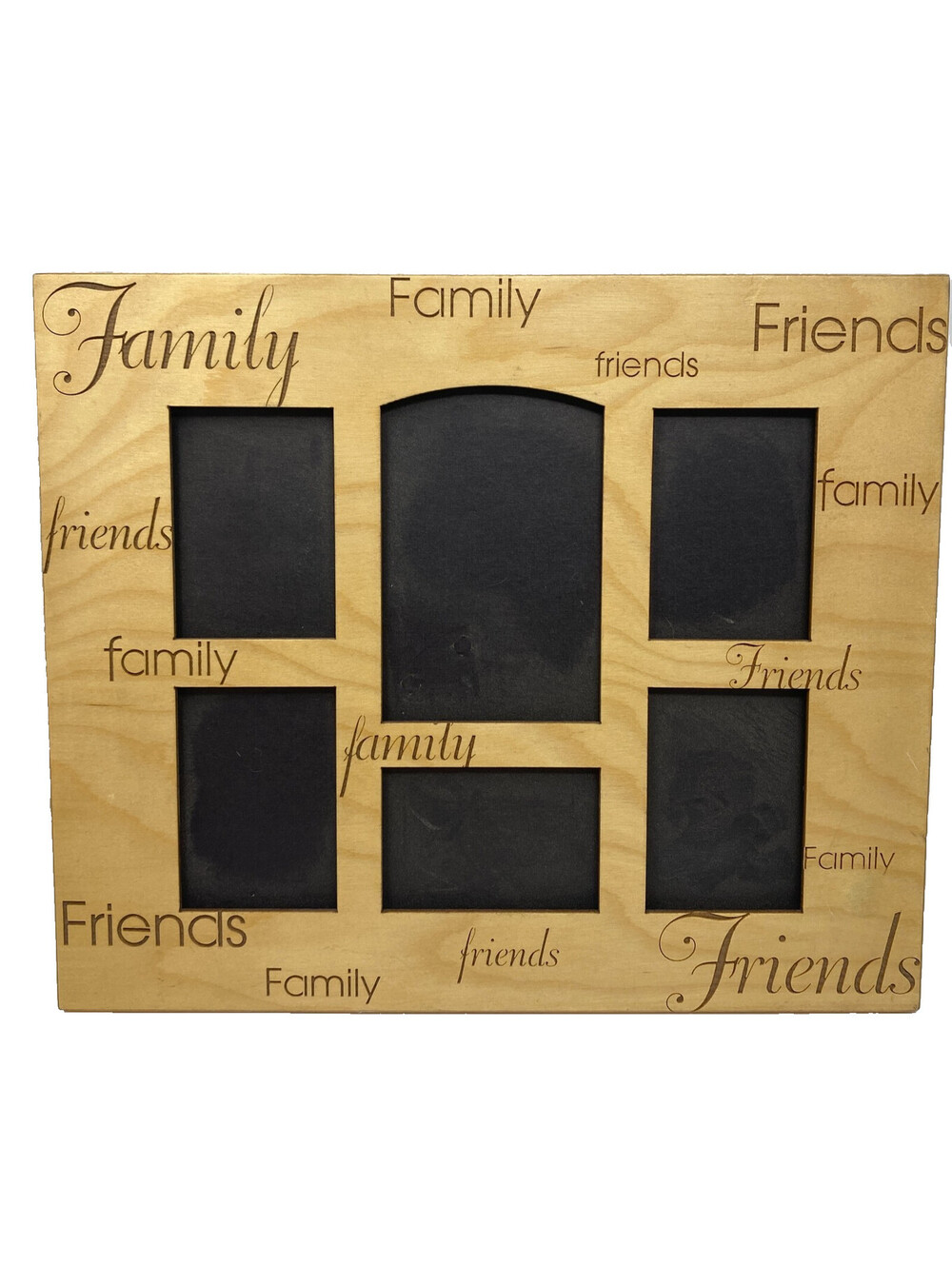 Wood Collage Picture Frame 6 Opening Family Friends Engraved Wall Decor